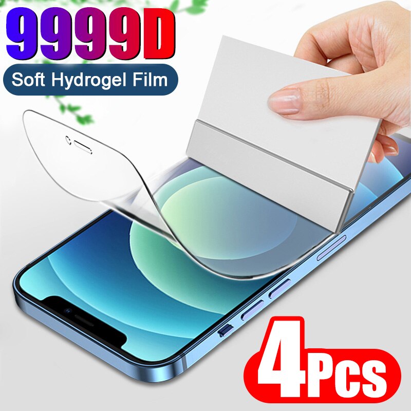 4PCS Full Coverage Hydrogel Film Screen Protector For iPhone 11 12 13 Pro