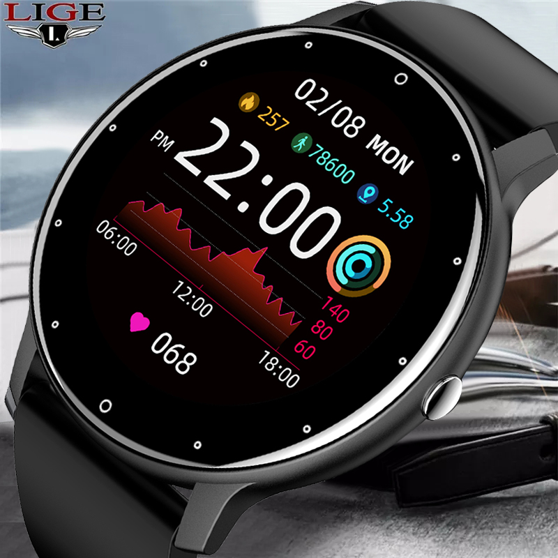 LIGE 2021 New Smart Watch Men Full Touch Screen Sport