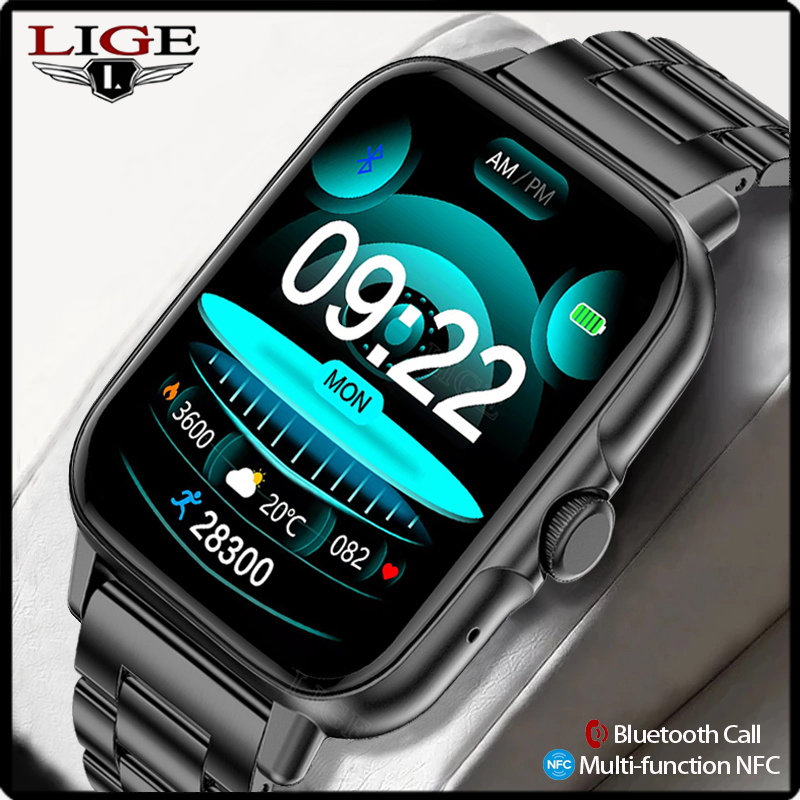 LIGE New NFC Ladies Sensible Watch Males Full Contact Sports activities Health